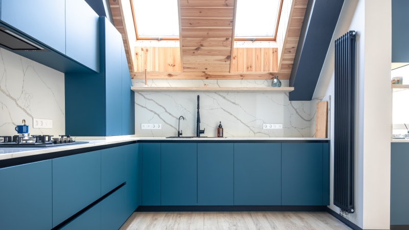 Farmhouse Blue Kitchen Cabinets